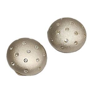 Vintage Silver Swarovski Crystal Dome Clip-On Earrings Swan Mark Signed